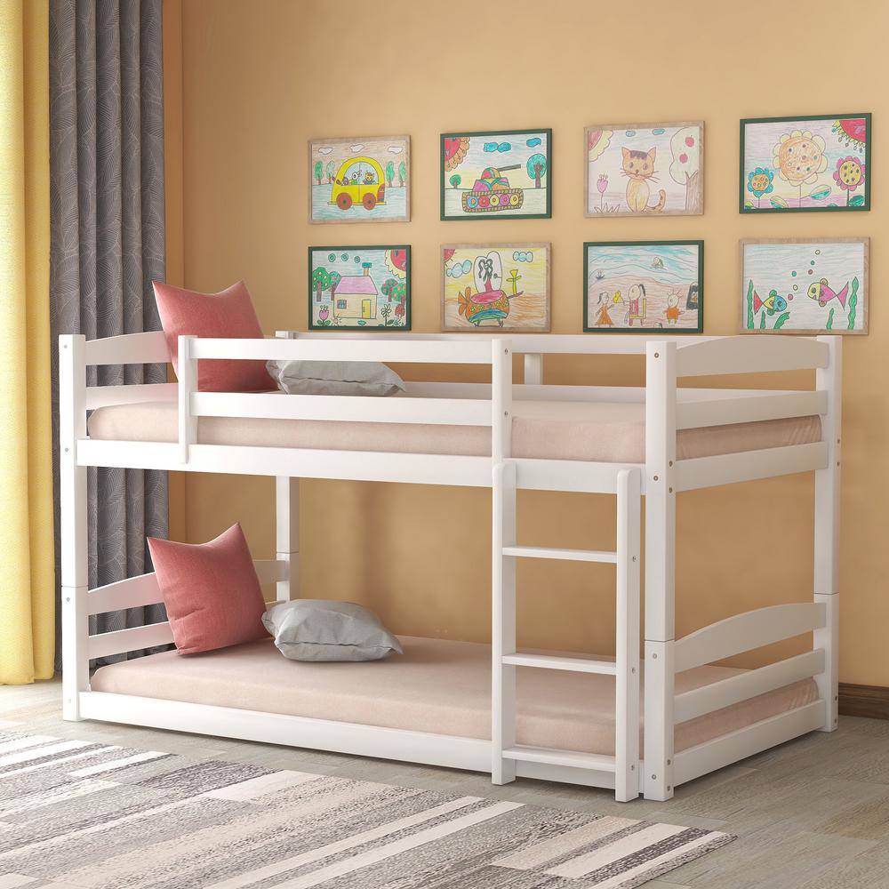 Harper & Bright Designs White High Quality Twin Over Twin Bunk Bed 