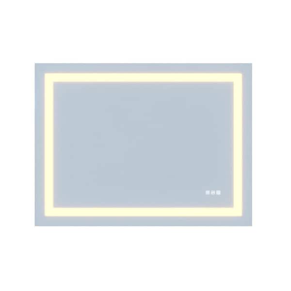 waterpar 36 in. W x 30 in. H Rectangular Frameless Wall Bathroom Vanity Mirror with Backlit and Front Light