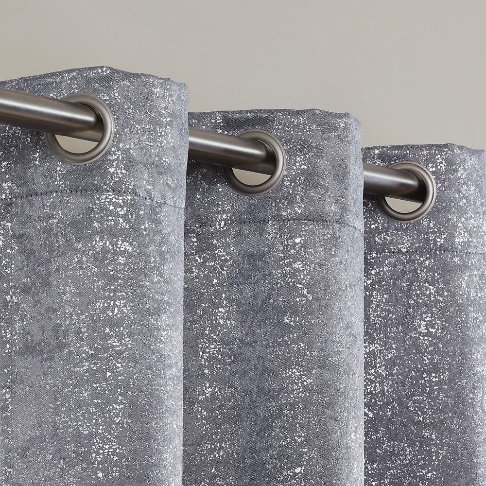 Silver Blackout Grommet Polyester Window Panels, 76" x 84"