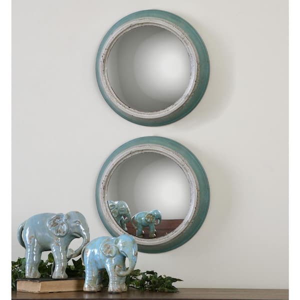 Global Direct 14.5 in. x 14.5 in. Blue Metal Framed Mirror