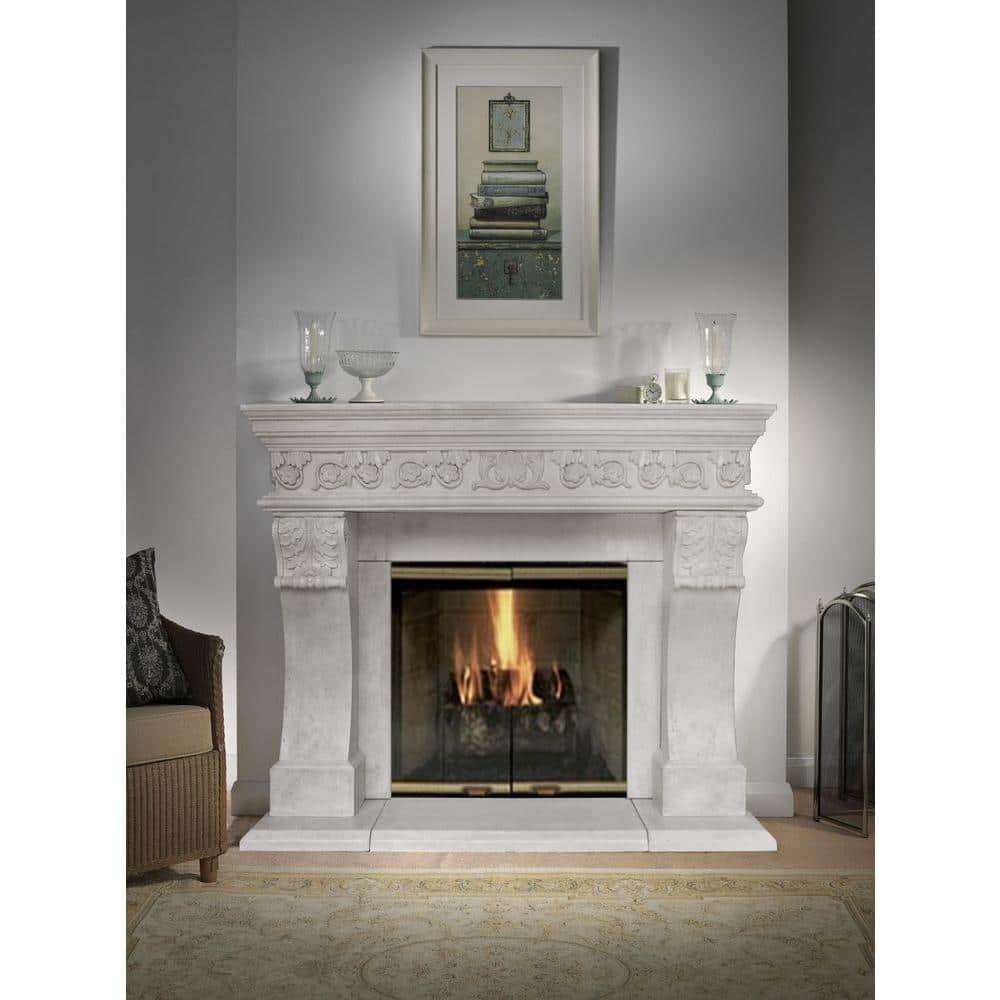 Ivory Sand Cast Stone Fireplace Mantel with Classic Design