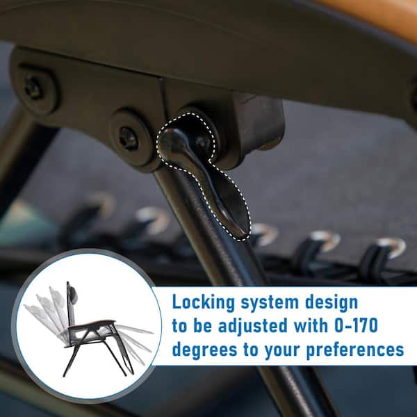 PHI VILLA Grey Metal Oversized Padded Folding Zero Gravity