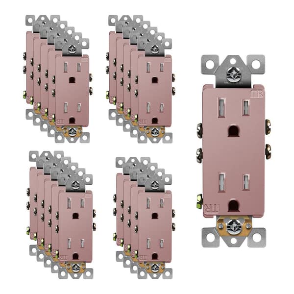 ENERLITES 15 Amp Decorator Duplex Outlet Receptacle, Tamper Resistant, Rose Gold (20-Pack)
