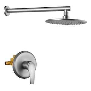 Single-Handle 1-Spray Pressure Balance Shower Faucet with Valve Wall Mount Shower System in Brushed Nickel