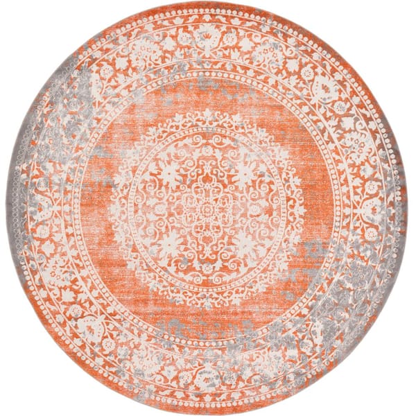 Unique Loom New Classical Olwen Terracotta 8' 0 x 8' 0 Round Rug