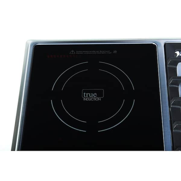 TI-1+2B 23 in. Single Element Black Induction Glass-Ceramic+2 Gas Burner Combo, Cooktop 1750W 858UL Cert.