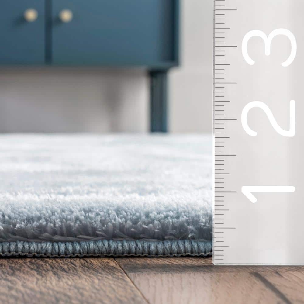 Light Blue Synthetic Shag Area Rug, 3' x 5', Non-slip