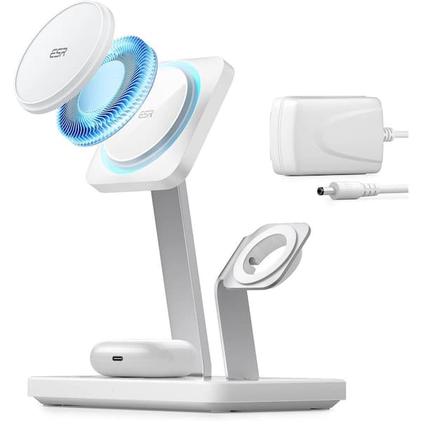 ESR HaloLock 3-in-1 Wireless Charger with CryoBoost JP Plug Arctic White