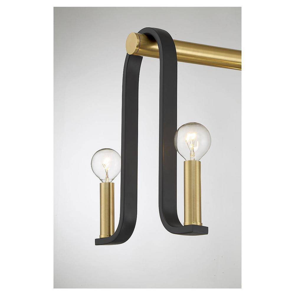 Matte Black and Warm Brass 8-Light Candle Chandelier