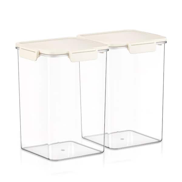 Stackable Plastic Food Storage Container with Lids (2 Pack), Clear Airtight Pantry Canister for Kitchen Organization
