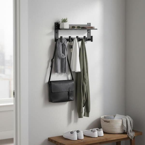 White Wall Coat Rack with Hidden Hooks TG-D6-03267 - The Home Depot