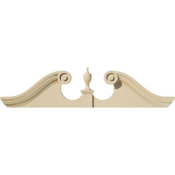 Ekena Millwork 42-in W x 10-1/2-in H x 2-3/4-in P Rams Head Signature Urethane Pediment (Urn Ships Unattached in Box), Primed Tan