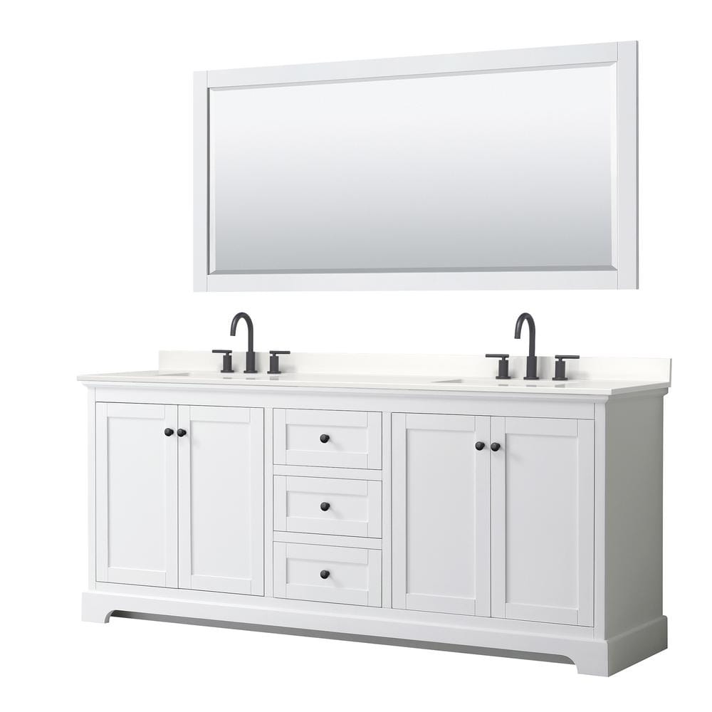 Avery 80 in. W x 22 in. D x 35 in. H Double Bath Vanity in White with White Quartz Top and 70 in. Mirror price history on PriceWatchPro
