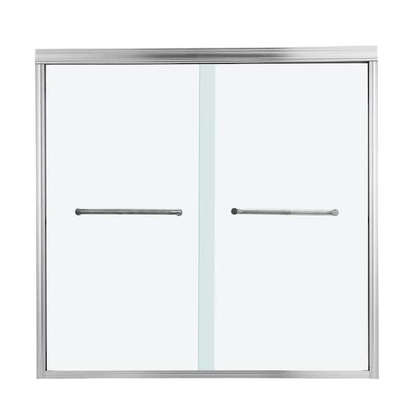 Maincraft 60 in. W x 58.13 in. H Sliding Semi Frameless Tub Door in Chrome Finish