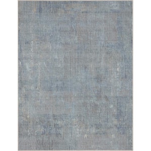 Blue 5 ft. 3 in. x 7 ft. 3 in. Flat-Weave Abstract Acropolis Modern Geometric Lines Area Rug