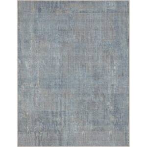 Blue 9 ft. 10 in. x 13 ft. Flat-Weave Abstract Acropolis Modern Geometric Lines Area Rug