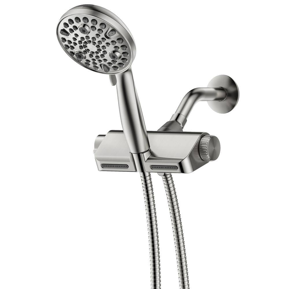 Satin Nickel Multi-Function Handheld Shower with Filter and Wall Mount