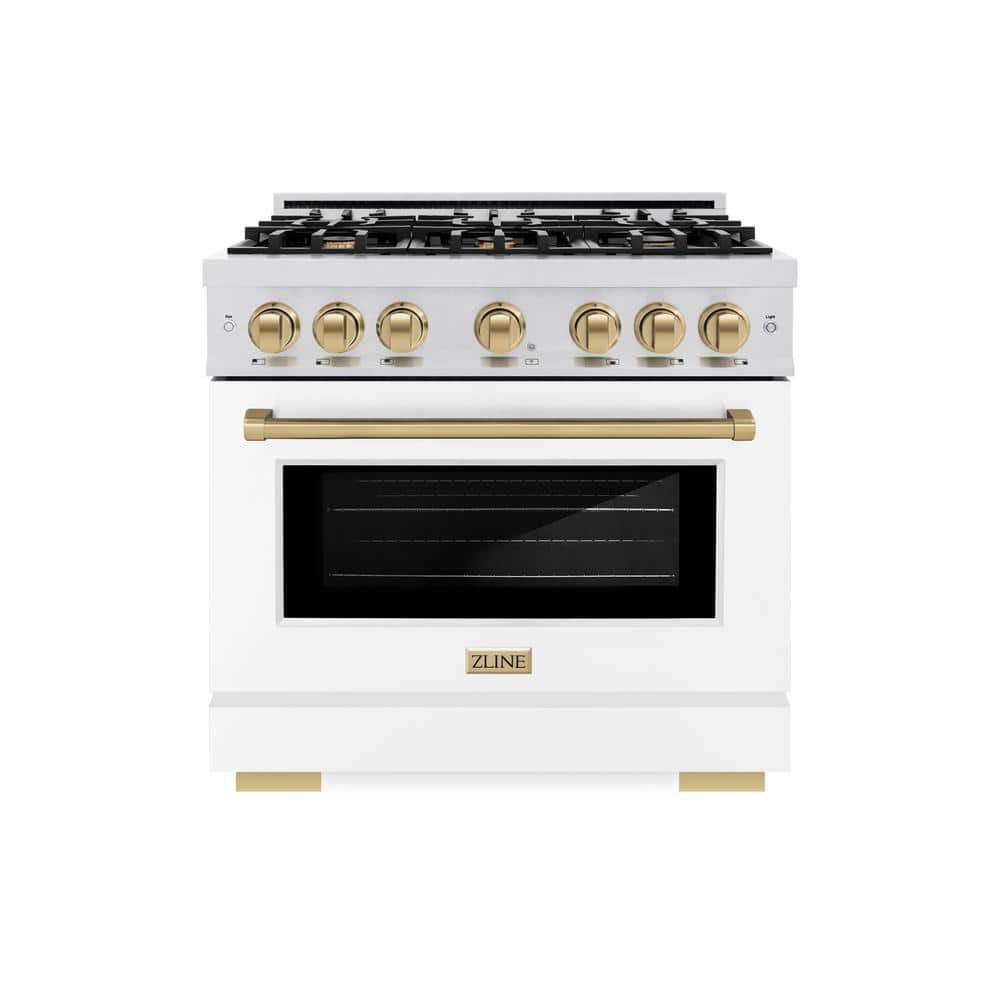 Autograph 36 in. Select Dual Fuel Range with 6 Burners and Convection Oven in Satin Steel with White and Bronze Accents price history on PriceWatchPro