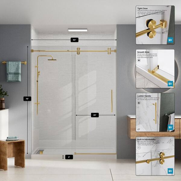Kobiworks 36 in. L x 60 in. W x 96 in. H Alcove Shower Stall/Kit
