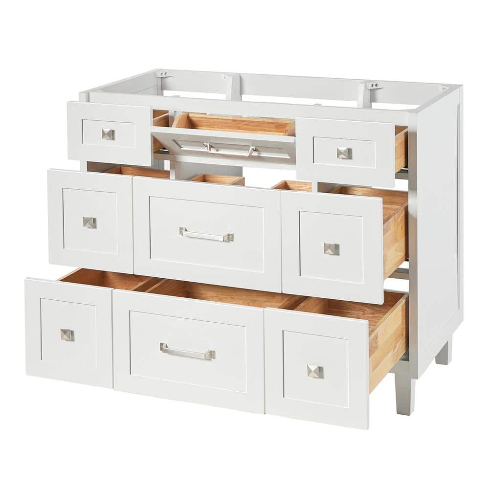 Monroe 42" White Wood Freestanding Bath Vanity Cabinet