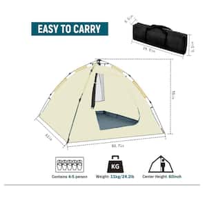 7 ft. Waterproof Beige Camping Dome Tent for 2-5 people, Portable Backpack Tent Suitable for Outdoor Camping/Hiking