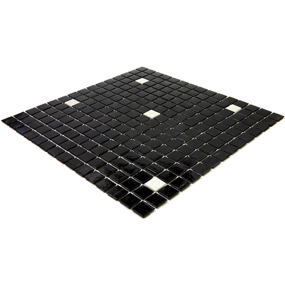12" x 12" Black and White Iridescent Glass Mosaic Tile