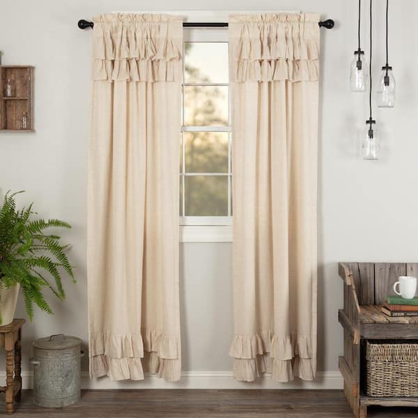 Simple Life Flax 40 in W x 84 in L Ruffled Light Filtering Rod Pocket Window Panel Natural Creme Pair