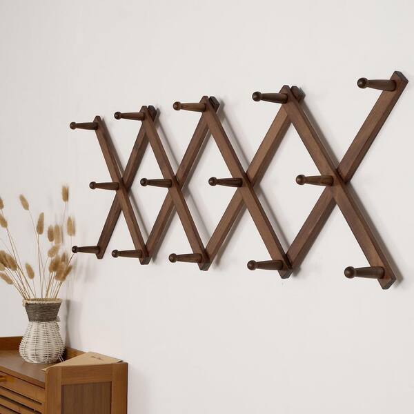 Angel Sar Walnut Accordion Wall Hanger, Expandable Wall Mounted