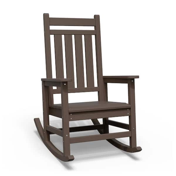 JEAREY HDPE Coffee Brown Adirondack Rocking Chair (1-Pack)