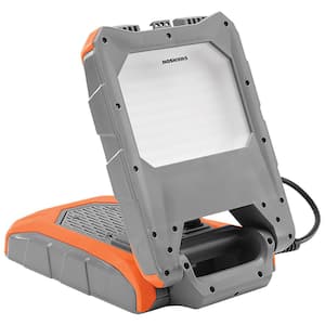 9000 Lumens, Corded Foldable LED Standing Work Light with Bluetooth Speaker & 110-Volt Power Outlet