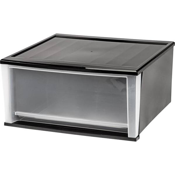 IRIS 51 Qt. Stacking Storage Bin in Black