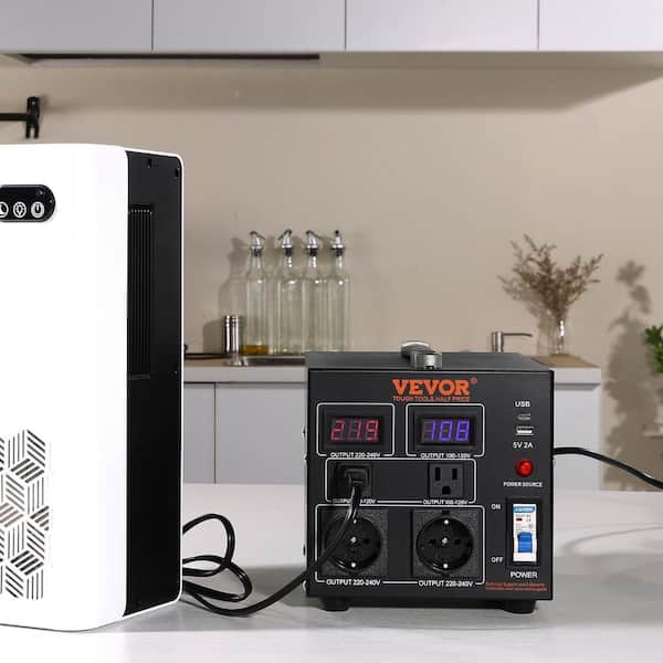Voltage Converter Transformer 2000 Watt Step Up/Down Transformer 110/220-Volt with US, EU Outlet USB Port LED display