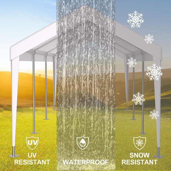 10 ft. x 20 ft. Carport Replacement Canopy Cover, Waterproof and