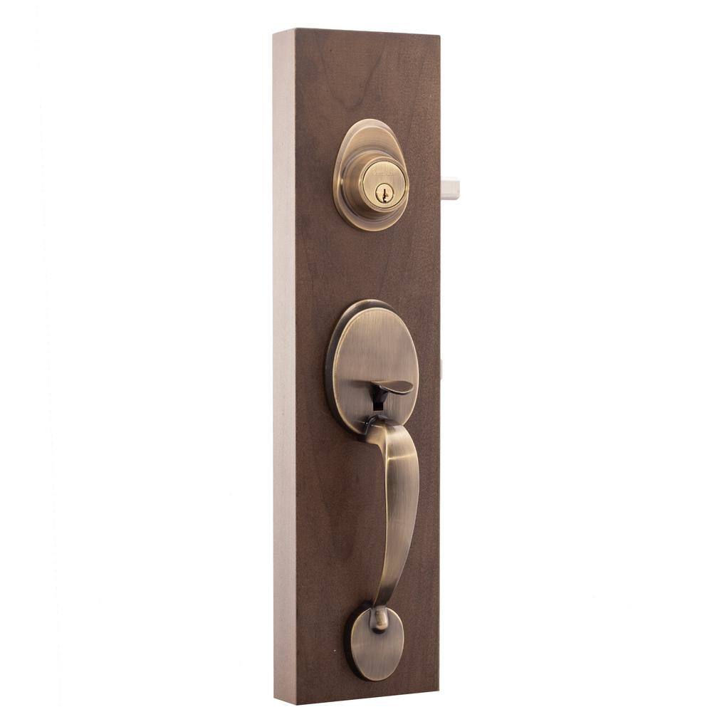 Antique Brass Single Cylinder Deadbolt Door Handleset