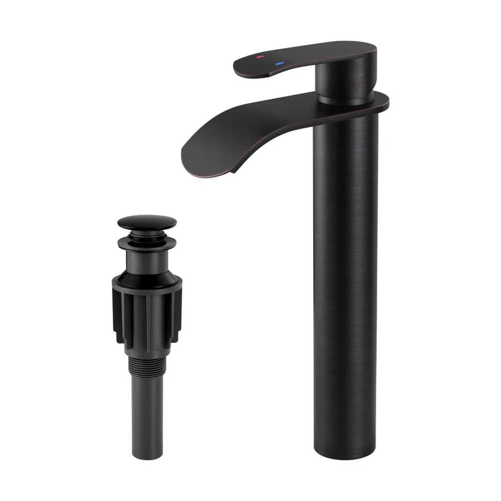 Single Handle High-Arc Single Hole Bathroom Faucet with Pop Up Drain Included and Waterfall Spout in Oil Rubbed Bronze price history on PriceWatchPro
