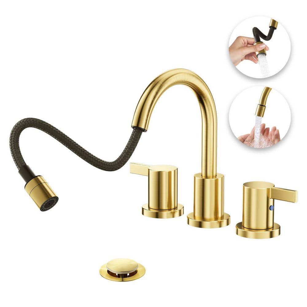 Phiestina Pull Down Sprayer Brushed Gold 8 in. Bathroom Sink