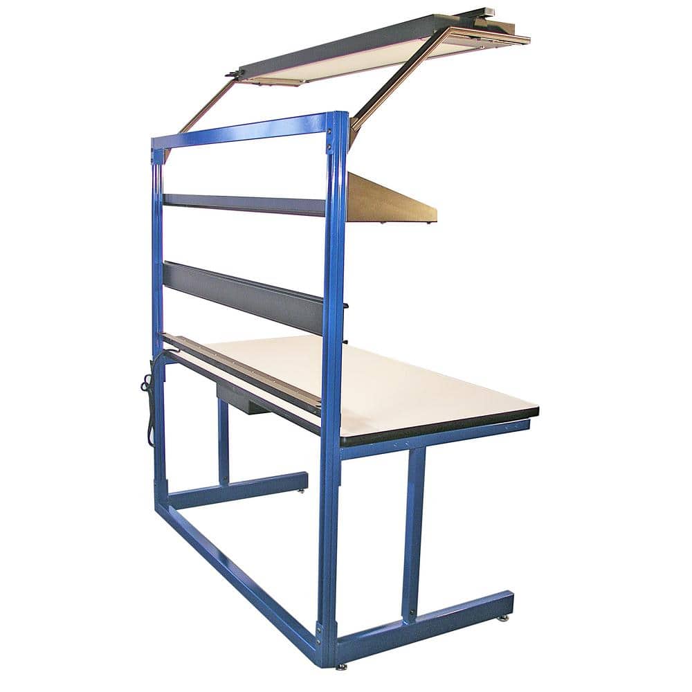 Blue Cantilever Workbench with ESD Laminate Top and Drawer
