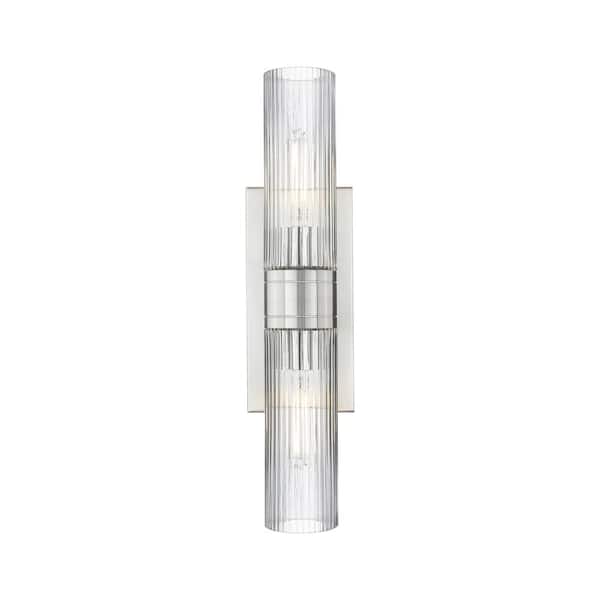 Ballston Urban 18 in. 2-Light Satin Nickel Vanity Light with Glass Shade