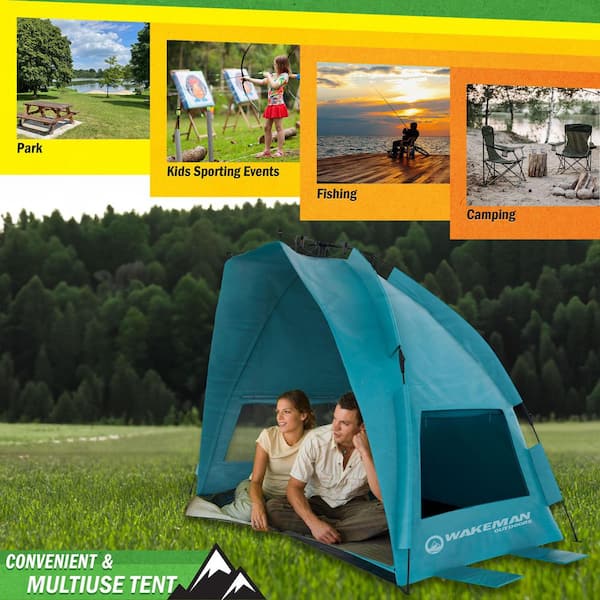 Tectake Pop Up Strandtent Jasmin - Blauw / Geel