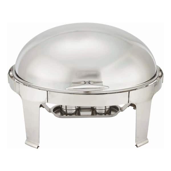 Winco Madison 8 qt. Stainless Steel Heavyweight Oval Chafing Dish with Roll-top