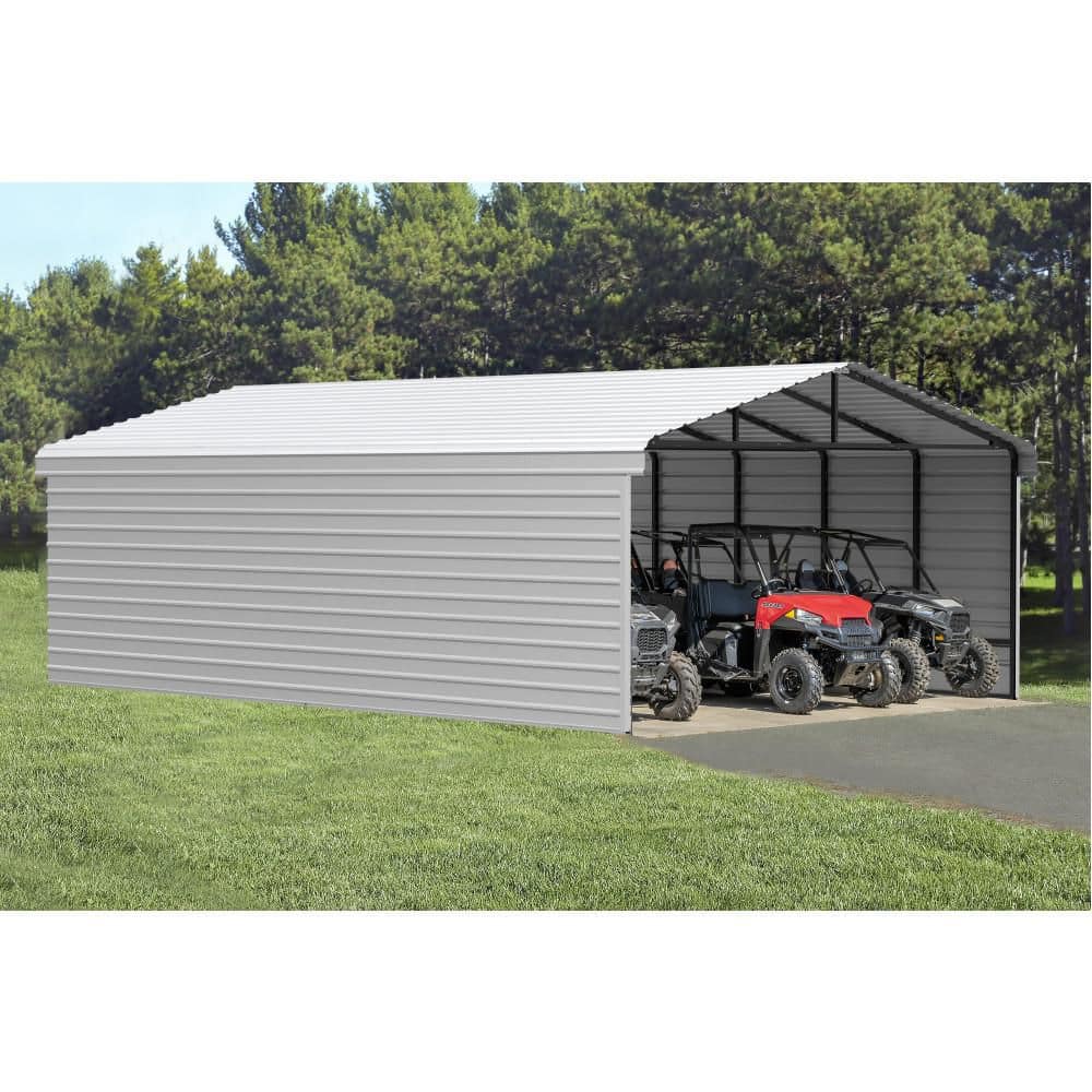 Eggshell Steel Carport Kit with Black Frame, 20 ft x 29 ft