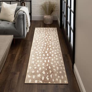 Cascade Antelope Taupe 2 ft. 1 in. x 7 ft. 6 in. Modern Contemporary Animal Print Antelope Runner Rug