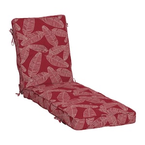 Plush Polyfill 22 in. x 76 in. Outdoor Chaise Lounge Cushion in Red Leaf Palm