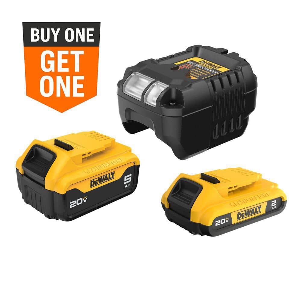 DEWALT 20V MAX Lithium-Ion Battery Kit with 5.0Ah and 2.0Ah Battery and Charger DCB225-2C - The Home Depot