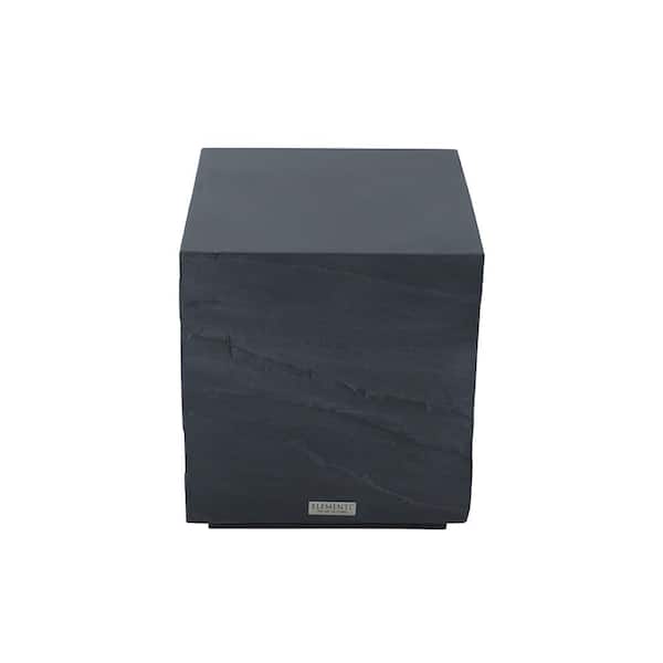 Sol Living Elementi Colorado 20 in. Slate Black Square Concrete Outdoor Side Table
