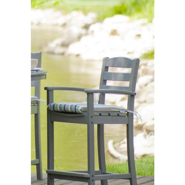 La Casa Cafe White Plastic Outdoor Patio Bar Arm Chair