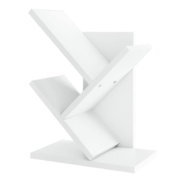 White 11.8 in. x 16 in. Wood Modern 2-Tier Desk Display Shelf ...
