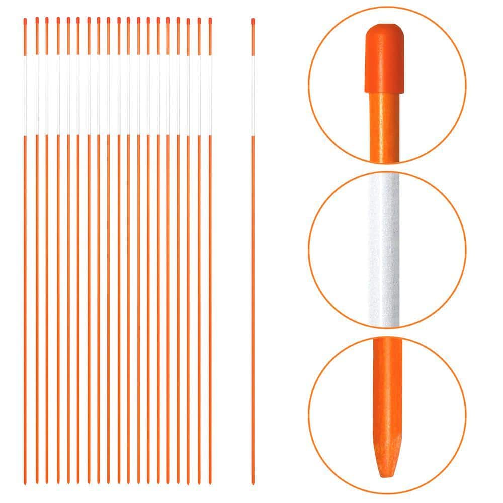 anley 20 pack 48 reflective driveway markers snow stakes safety markers orange 0.25 dia.
