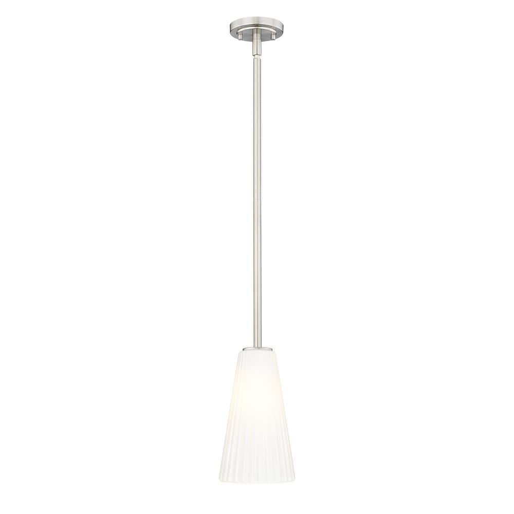 Farrell 60-Watt 1-Light Brushed Nickel Pendant-Light with White Glass shade