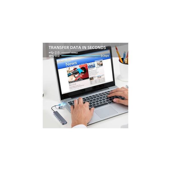 Lukyamzn USB C/USB Hub 7 in 1 Multi-functional Adapter with USB